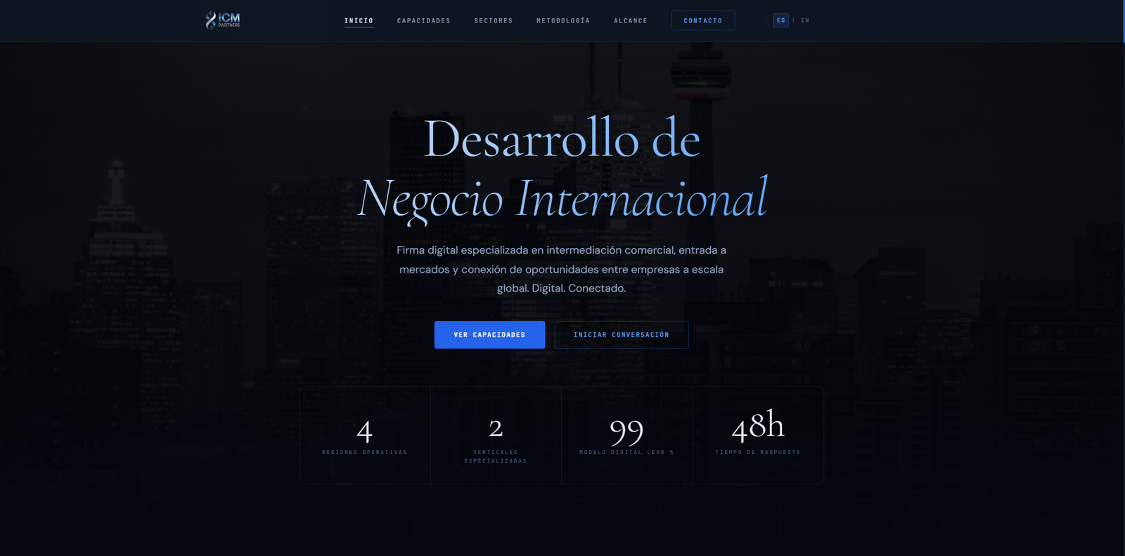 Previsualización de la web de ICM Partners